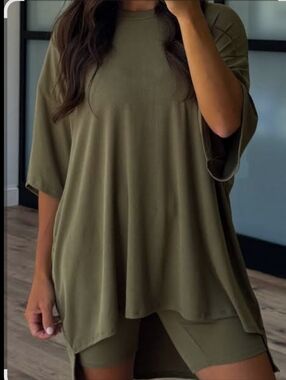 Shop Talulah Novi Ribbed Tee And Shorts Set Olive XS